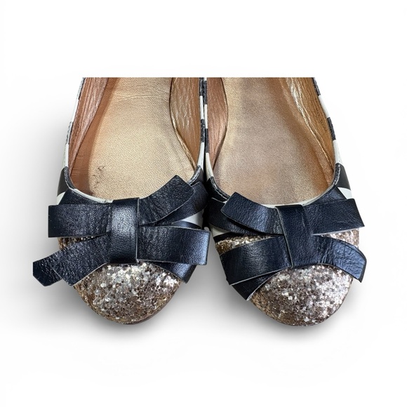 Sale!!! Kate Spade Glitter Toe Black and White Flats - Picture 3 of 5